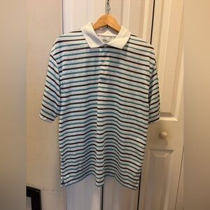 PGA Tour Striped Golf Polo Shirt XL Blue White Black